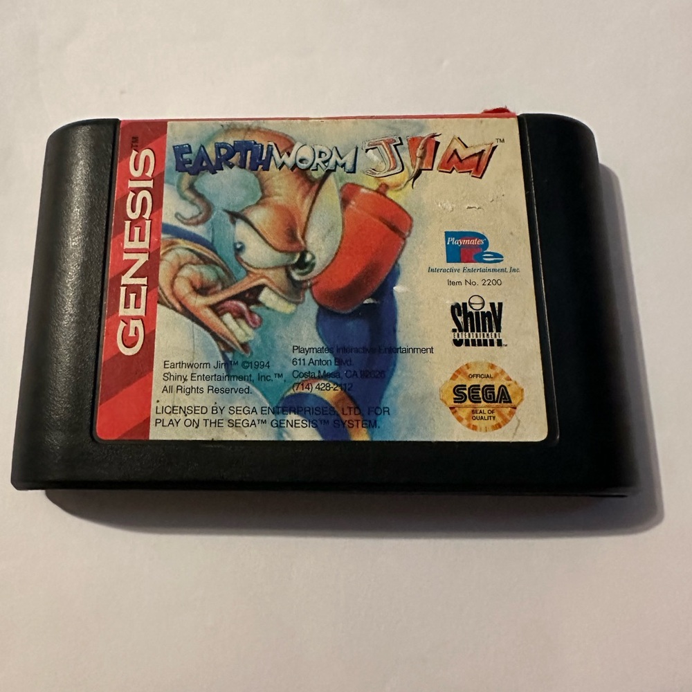 Sega Genesis Earthworm Jim Game Cartridge